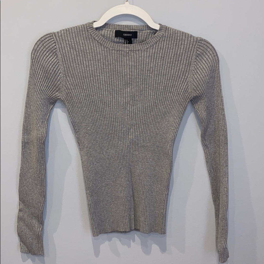 forever 21 ribbed gray long sleeve top